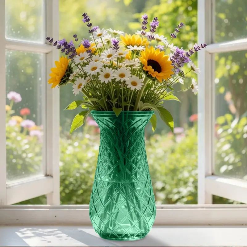 Florero De Cristal, Sirena, Color Verde 2