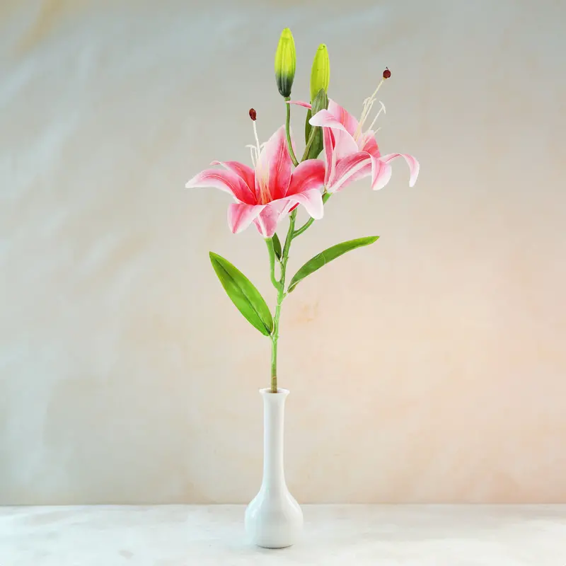 Flores Artificiales, Lirio, Color Coral 1