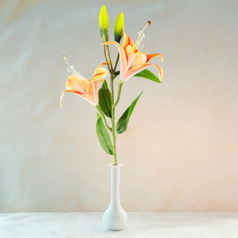 Flores Artificiales, Lirio, Color Durazno 1