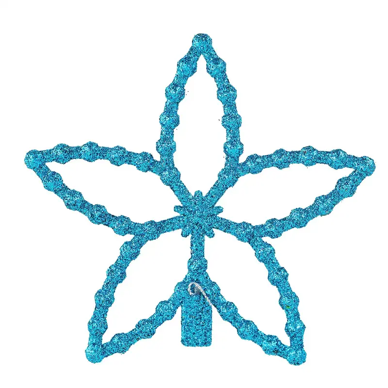 Flores, Ornamento Navideño Con Glitter, Color Azul 2