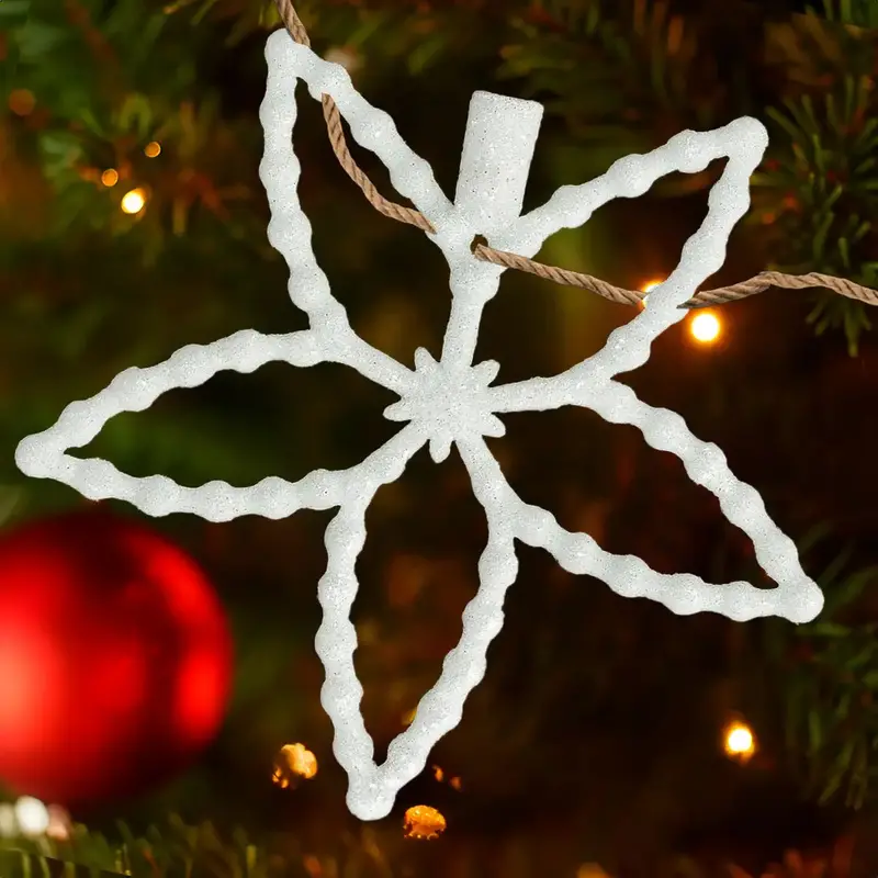 Flores, Ornamento Navideño Con Glitter, Color Blanco 1