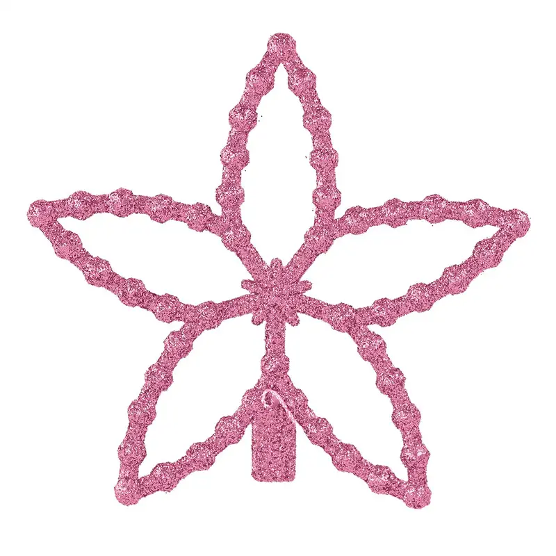 Flores, Ornamento Navideño Con Glitter, Color Lila 2