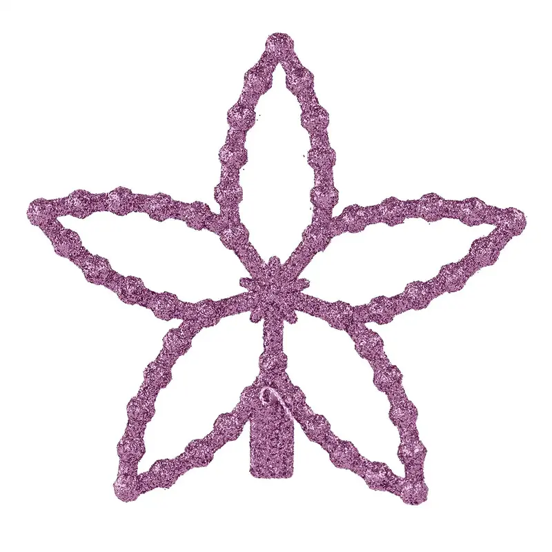 Flores, Ornamento Navideño Con Glitter, Color Morado 2