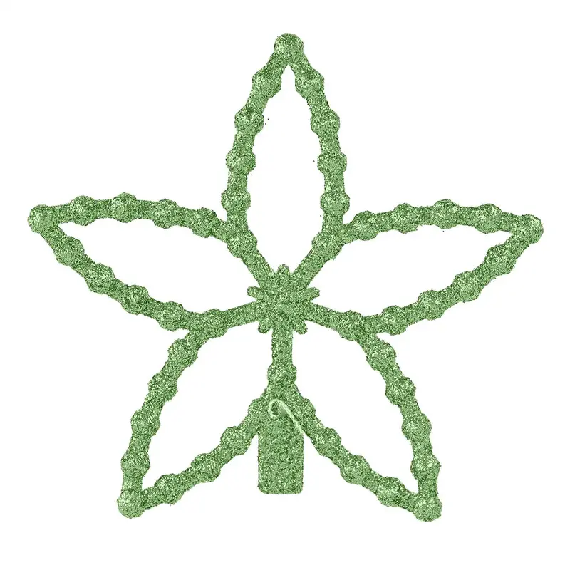 Flores, Ornamento Navideño Con Glitter, Color Verde 2