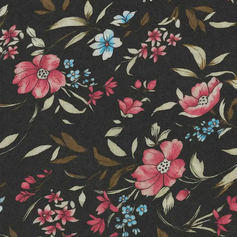Flores, Pashmina, Color Negro 2