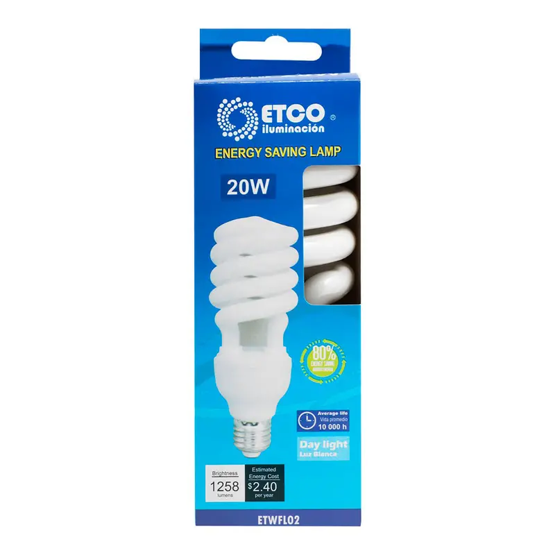 Foco Ahorrador De Energía En Espiral, 20W 2