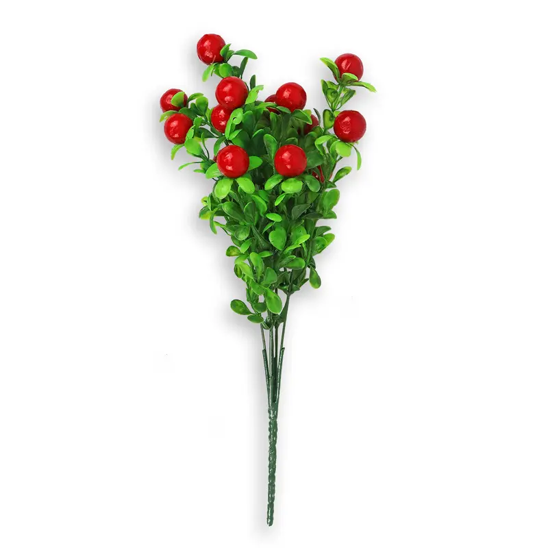 Follaje Artificial De 5 Ramas Con Frutas Rojas 2