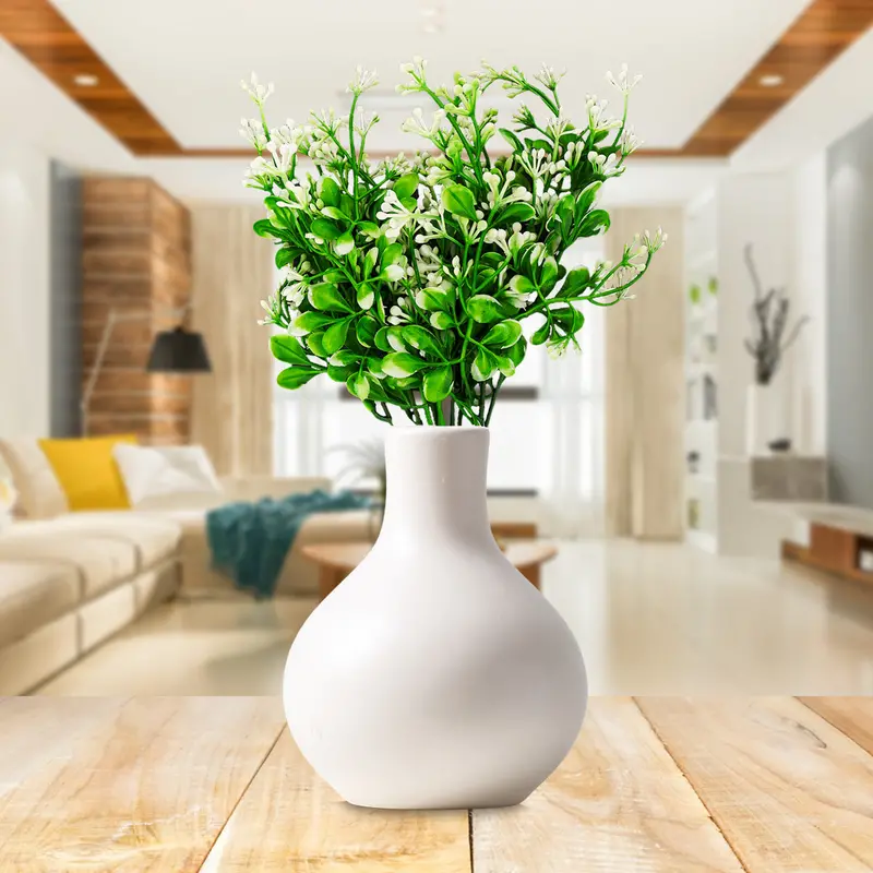 Follaje Artificial Decorativo, Color Verde Con Blanco 1