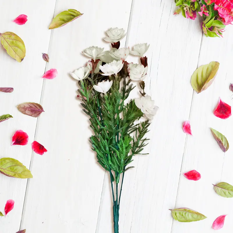Follaje Artificial Decorativo Con Flores 2