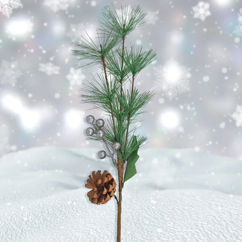 Follaje De Pino Navideño Artificial, Color Plata 1