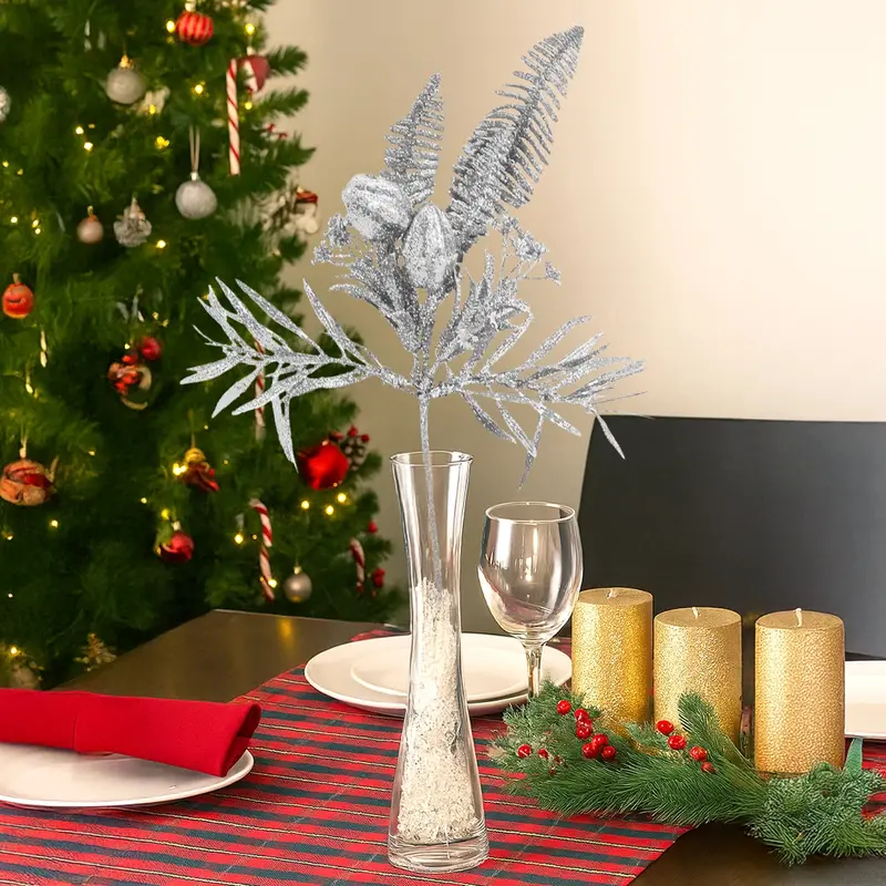 Follaje Navideño Brillante, Color Plata 1