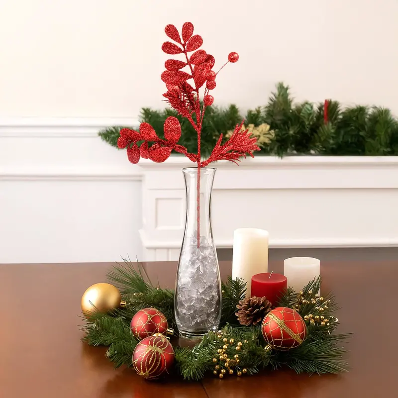 Follaje Navideño Brillante, Planta, Color Rojo 1