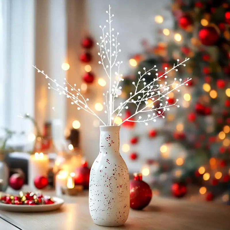 Follaje Navideño, Glitter, Color Blanco 1