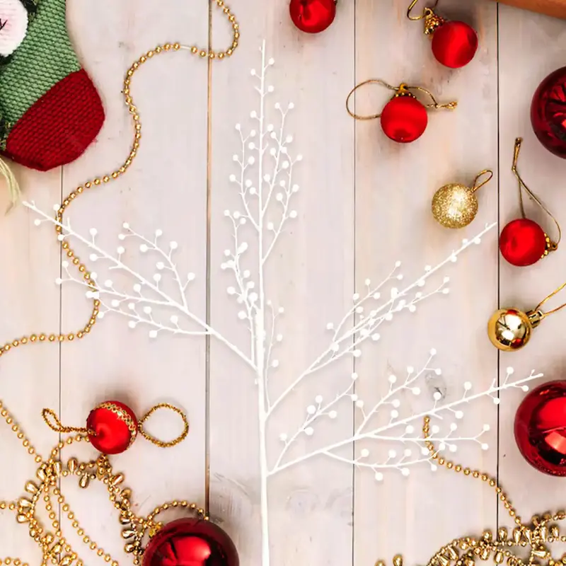 Follaje Navideño, Glitter, Color Blanco 2