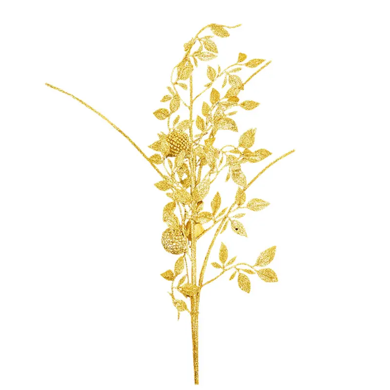 Follaje, Rama Decorativa, Glitter, Color Dorado 2