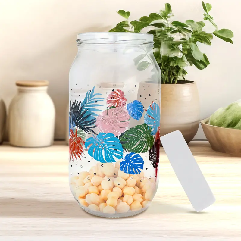 Frasco De Cristal Con Tapa Color Blanco 690Ml 2