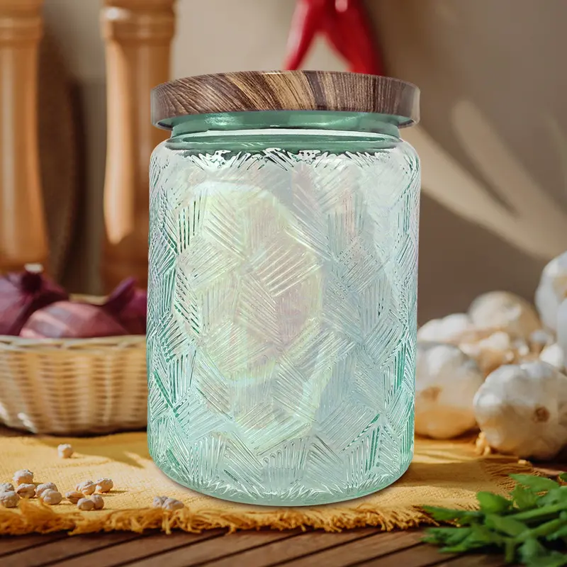 Frasco De Vidrio Texturizado Con Tapa, Capacidad 700 Ml 1