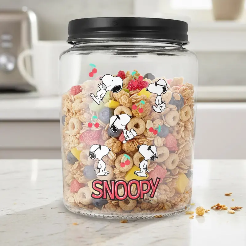 Frasco, Peanuts, Tapa Color Negro, 1 L 1