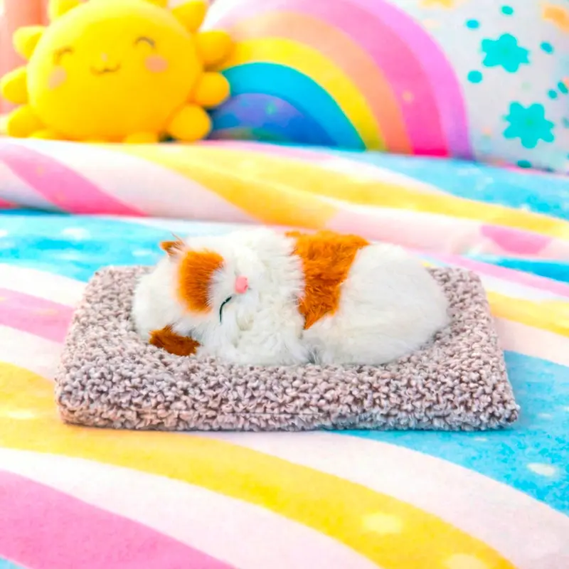 Gatito Dormido Con Sonido, Color Blanco Y Café 1