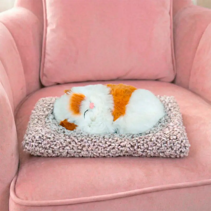 Gatito Dormido Con Sonido, Color Blanco Y Café 2
