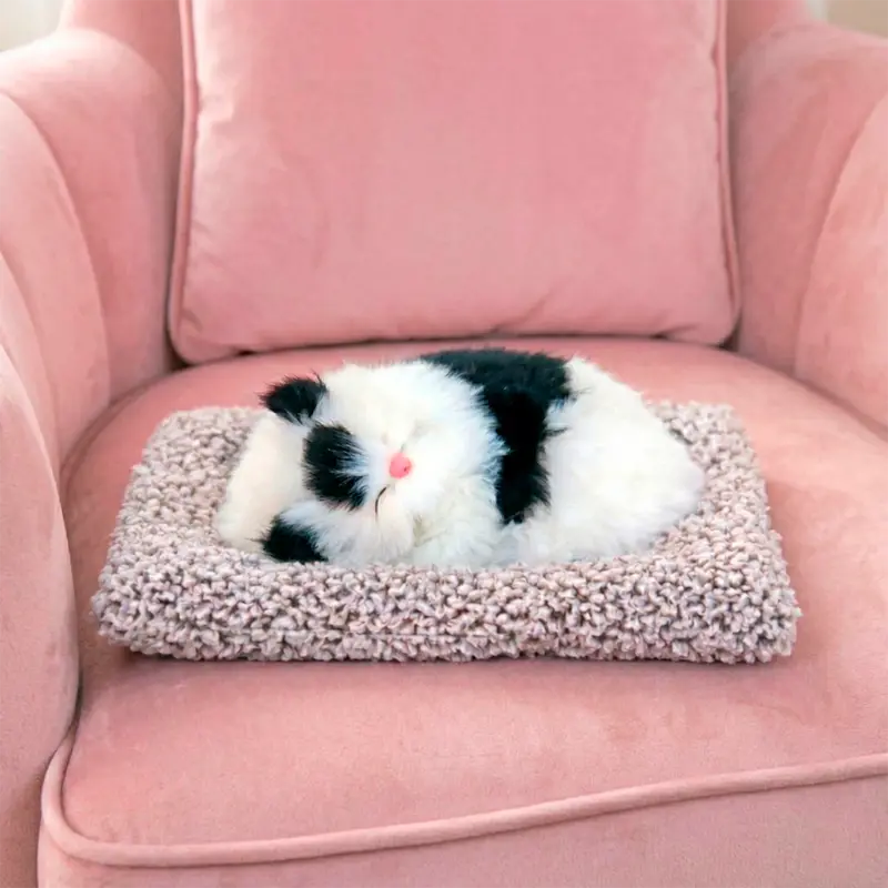 Gatito Dormido Con Sonido, Color Negro Y Blanco 2