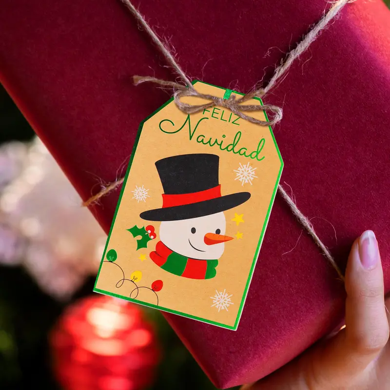 Gift Tags Navideños, Muñeco De Nieve, 8 Pzas 1
