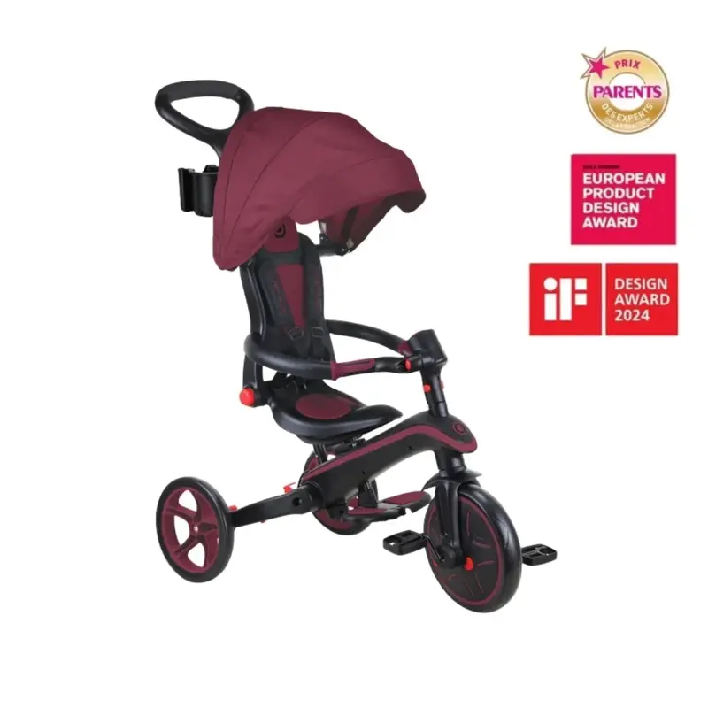 Globber 4-In-1 Explorer Trike Foldable - Burgundy 1