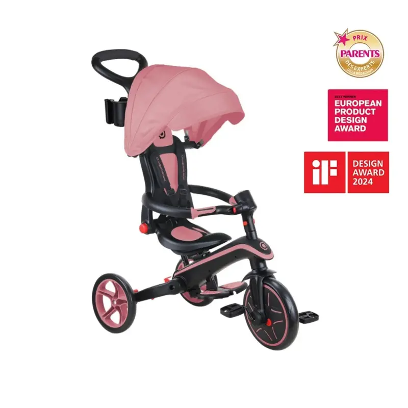 Globber Explorer Trike Foldable 4 In 1 - Deep Pastel Pink 1