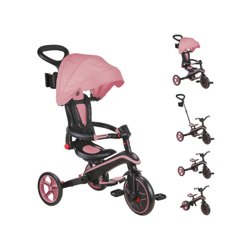 Globber Explorer Trike Foldable 4 In 1 - Deep Pastel Pink 2
