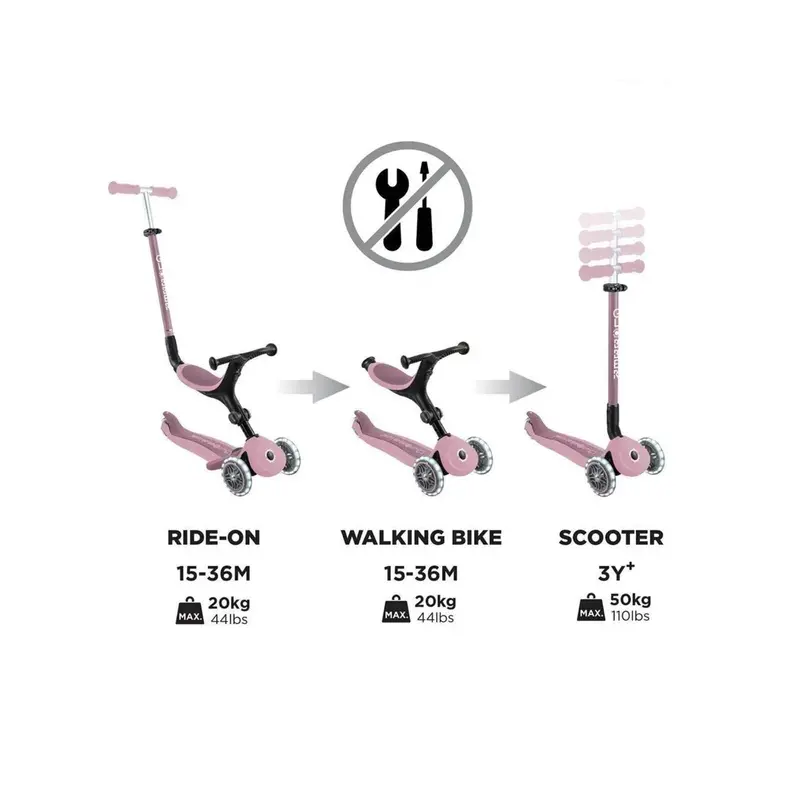 Globber Go Up Active Lights Eco Scooter - Berry 2