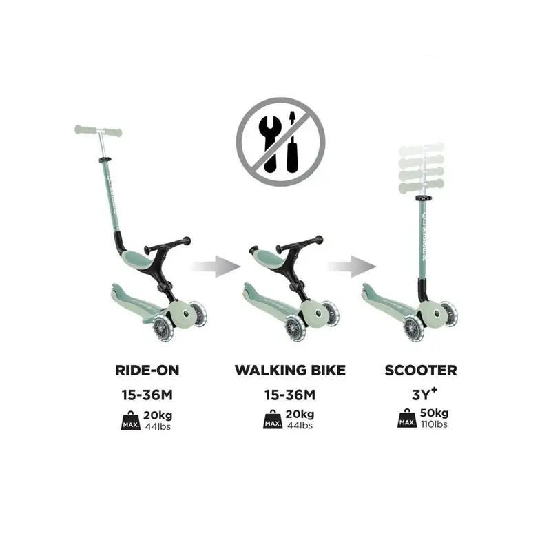 Globber Go Up Active Lights Eco Scooter - Pistachio 2