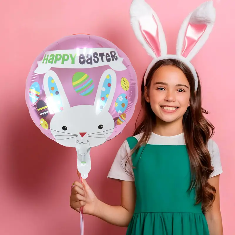 Globo Metálico De Pascua Con Ilustración De Conejito, 45 Cm 1