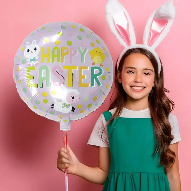 Globo Metálico De Pascua Con Ilustraciones De Animalitos, 45 Cm 1