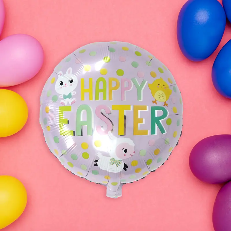 Globo Metálico De Pascua Con Ilustraciones De Animalitos, 45 Cm 2