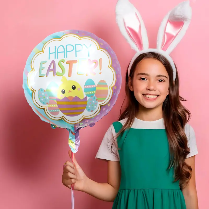 Globo Metálico De Pascua "Happy Easter", 45 Cm 1