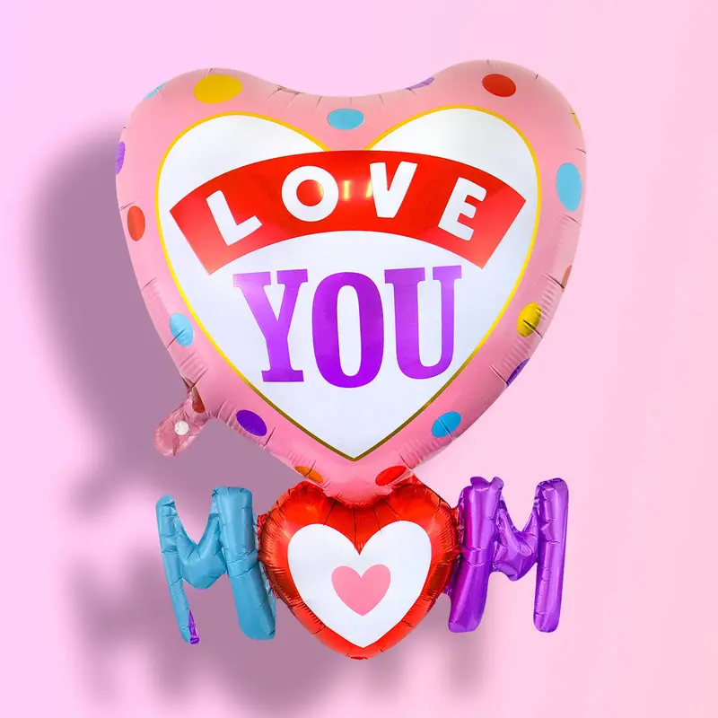 Globo Metálico "Love You Mom", Día De Las Madres 2