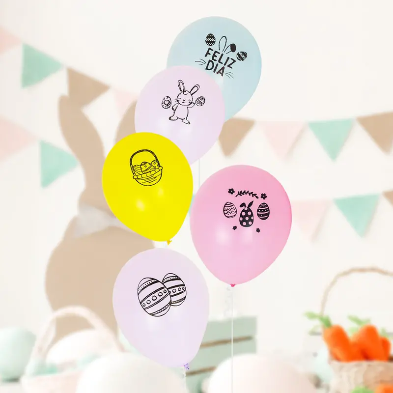 Globos Impresos Para Pascua, 5Pzas 1