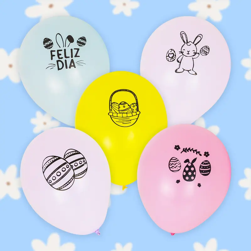 Globos Impresos Para Pascua, 5Pzas 2