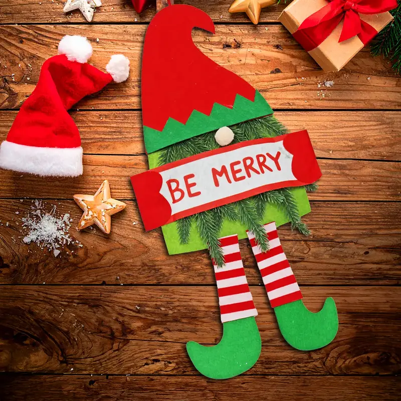 Gnomo, Decoración De Fieltro "Be Merry" 1