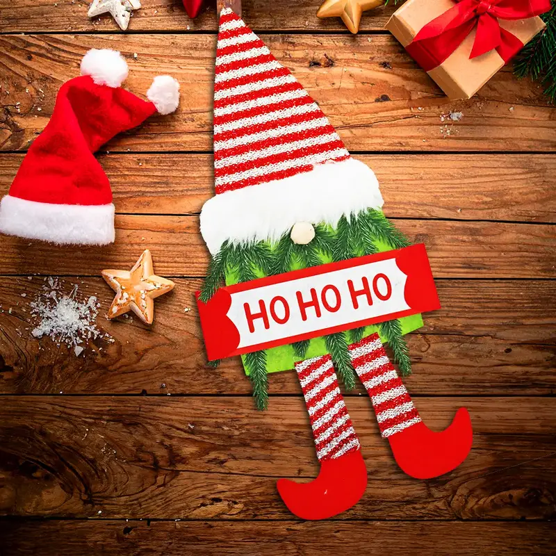Gnomo, Decoración De Fieltro "Ho Ho Ho" 1