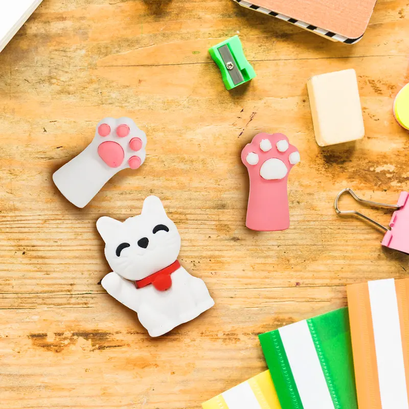 Goma De Borrar En Forma De Gatito Y Patitas, Studentz 4 Pzas 1