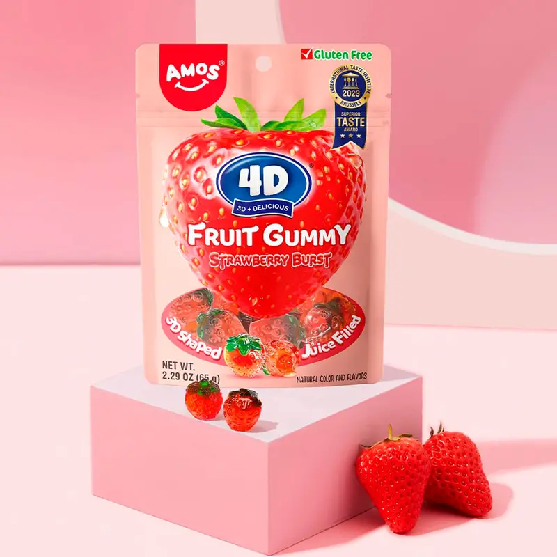 Gomitas 4D En Forma Y Sabor Fresa, Amos 62 Gr. 1