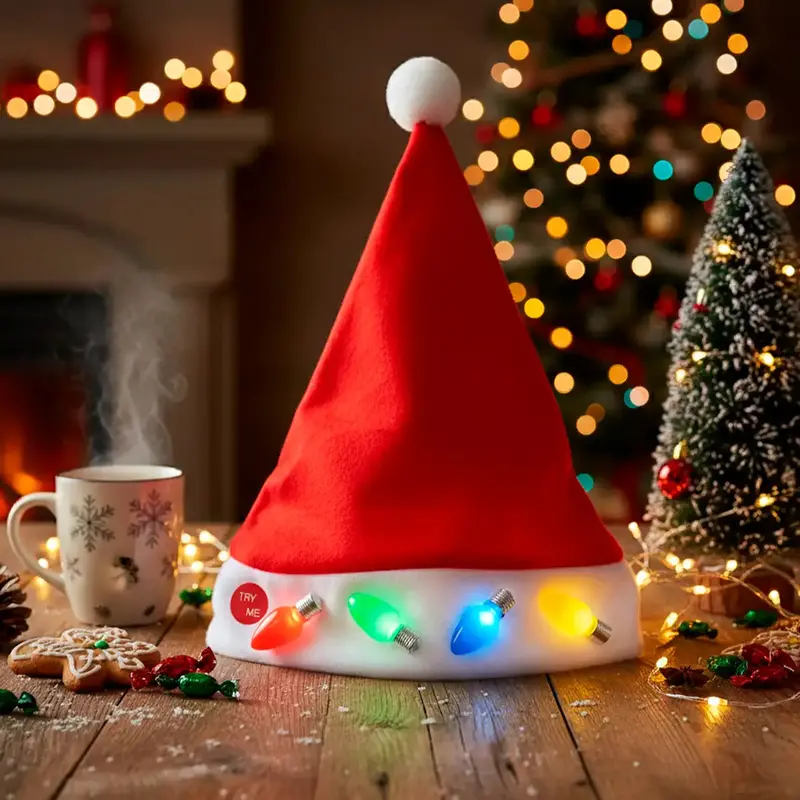 Gorro De Santa Claus Con Luces Navideñas 2
