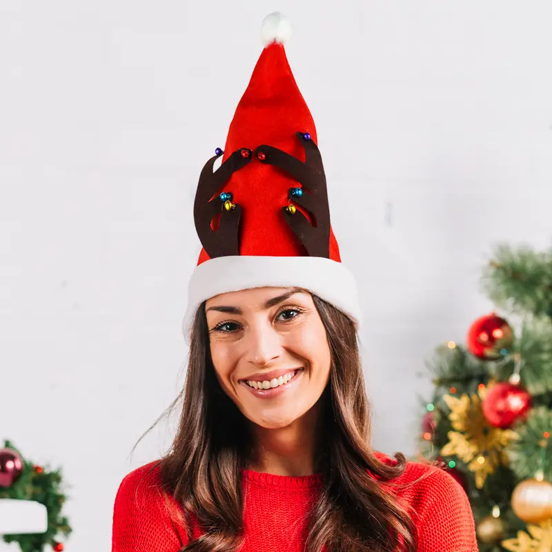 Gorro Navideño De Santa Claus Con Cuernos De Reno 1