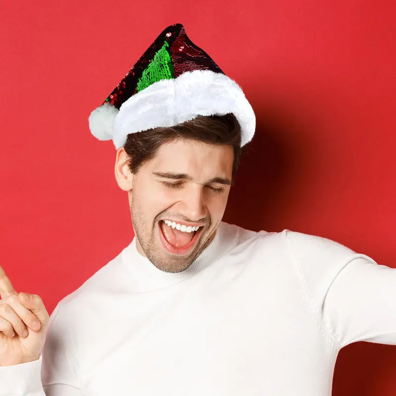 Gorro Navideño De Santa Claus Con Lentejuelas 1