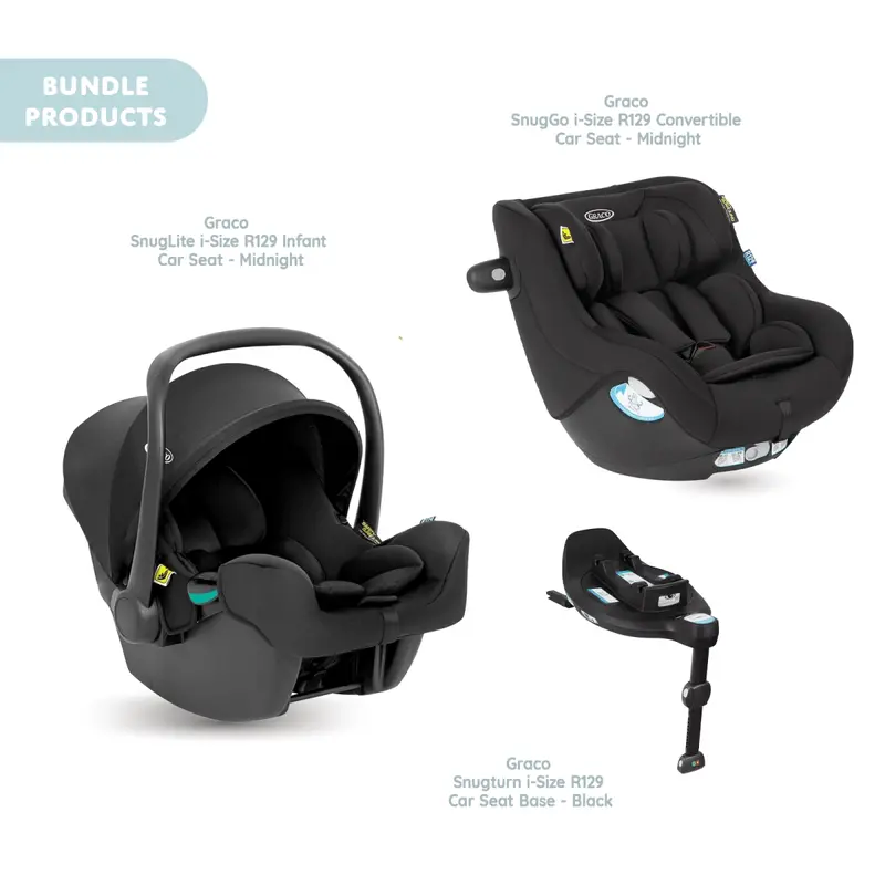 Graco Snuglite Infant Car Seat & Base & Snuggo Convertible Car Seat Ecosystem - Black 1