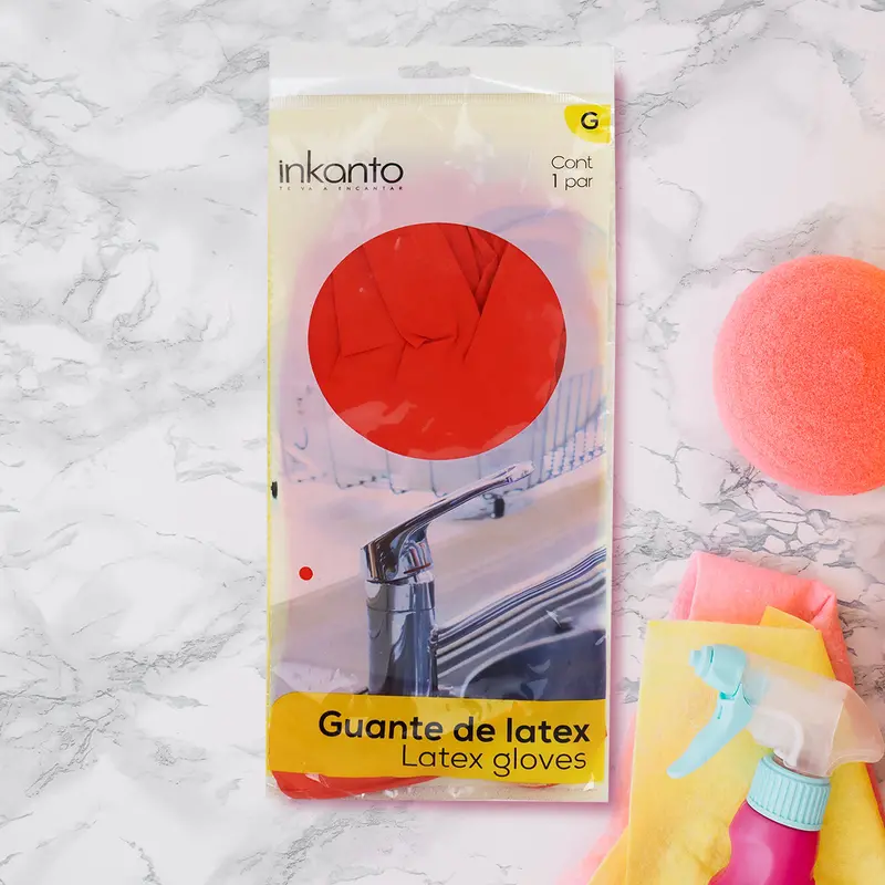 Guante De Latex Multiusos Color Rojo 2