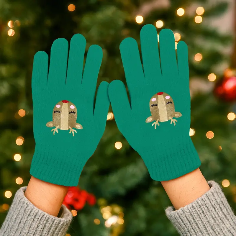 Guantes Navideños, Color Verde, Reno 1