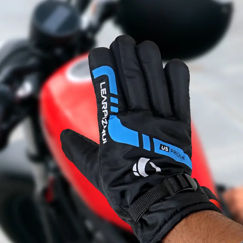Guantes Para Motociclista Color Negro Con Azul, Tuning 1