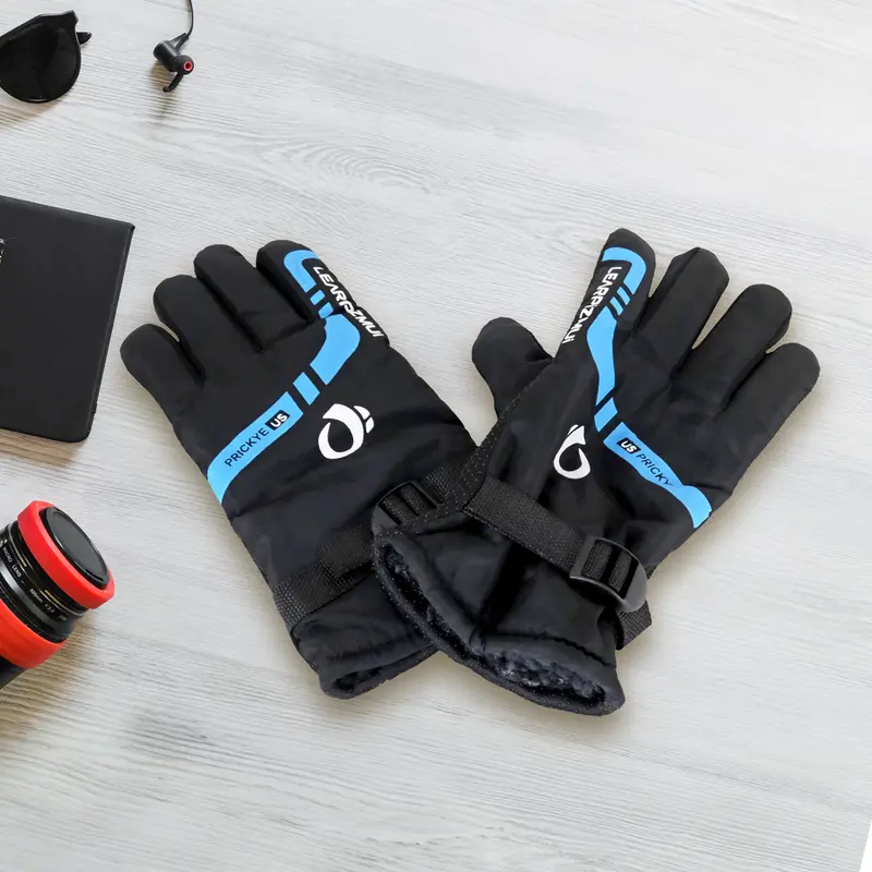 Guantes Para Motociclista Color Negro Con Azul, Tuning 2